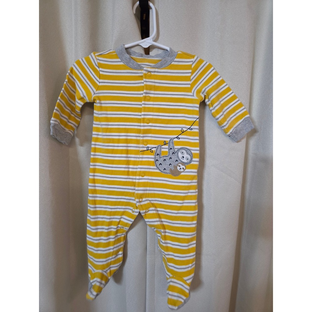 Child of Mine by Carters Yellow Striped Sloth Footed Sleeper 3-6M